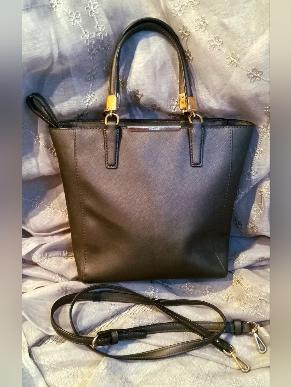 Coach Mini Leather Tote with Gold-Tone Accents